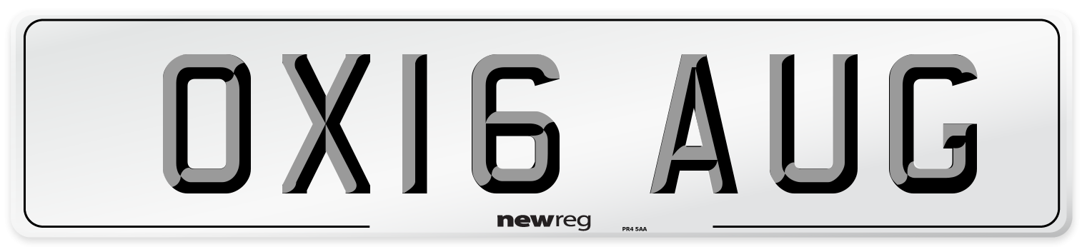 OX16 AUG Number Plate from New Reg